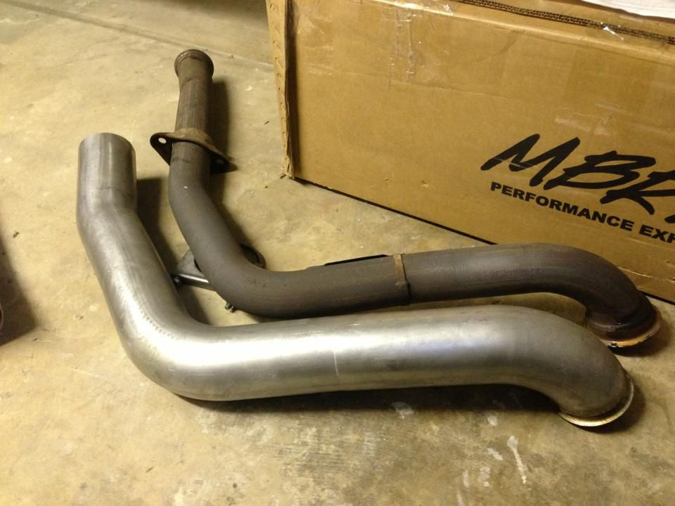 MBRP downpipe vs stock downpipe pic The Diesel Stop